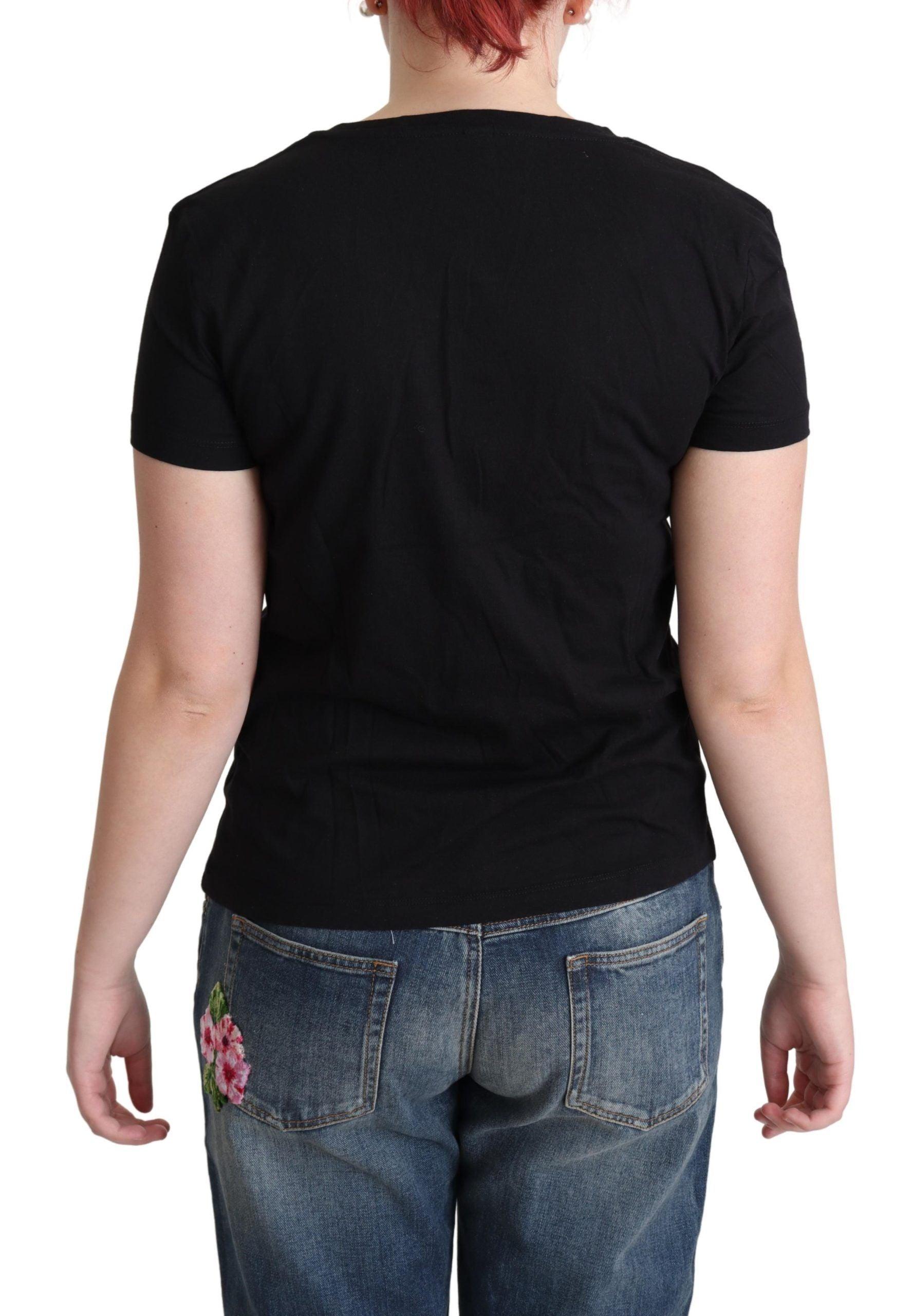 Moschino Chic Black Cotton Round Neck Tee - Arichezz.store