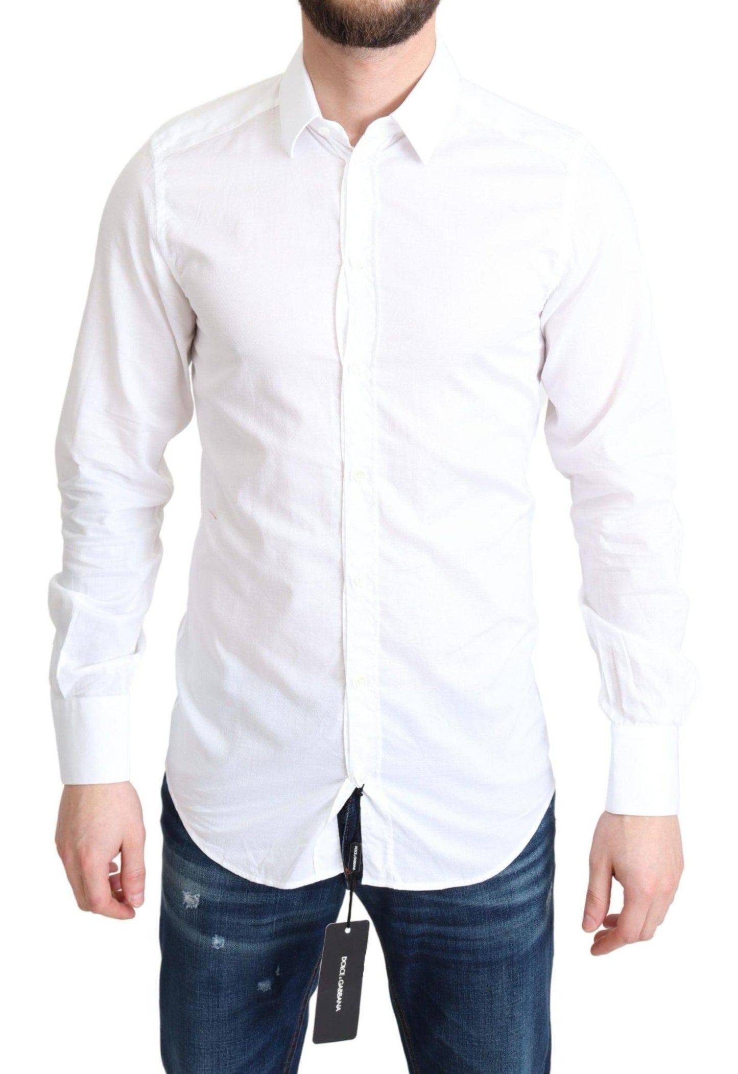 Dolce & Gabbana Elegant White Cotton Dress Shirt Slim Fit - Arichezz.store