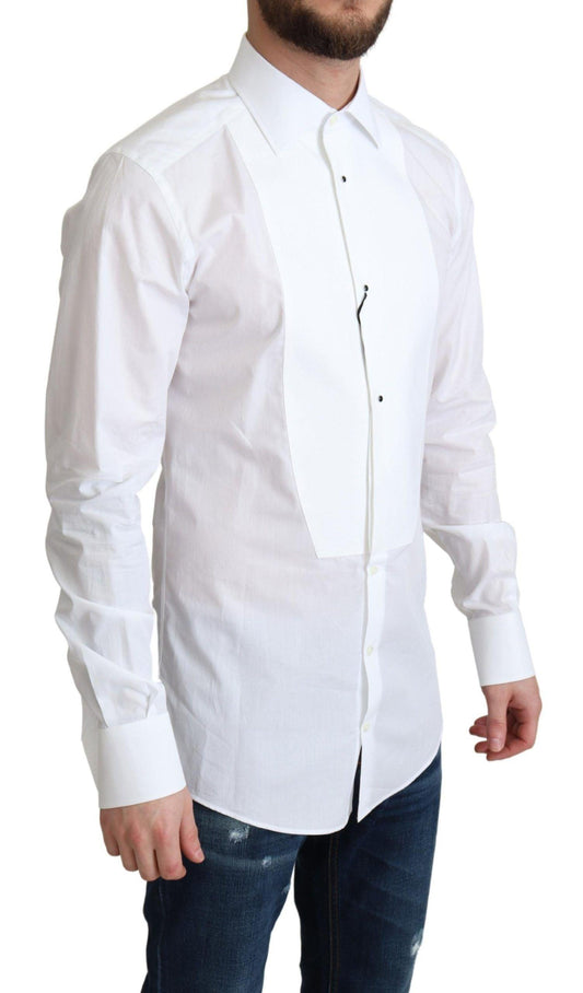 Dolce & Gabbana Elegant White Cotton Bib Dress Shirt - Arichezz.store