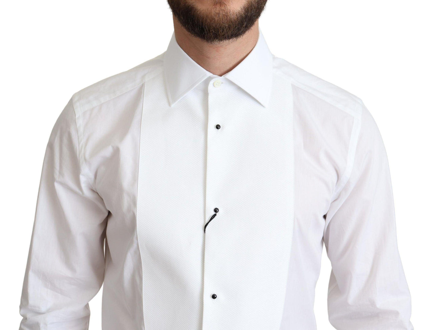 Dolce & Gabbana Elegant White Cotton Bib Dress Shirt - Arichezz.store