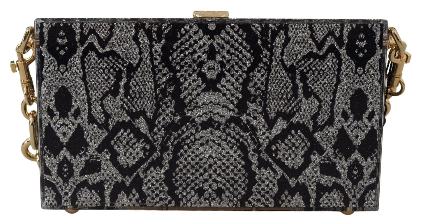 Dolce & Gabbana Gray Resin Dolce Box Clutch with Gold Details - Arichezz.store