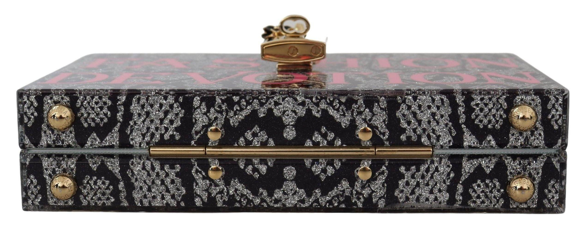 Dolce & Gabbana Gray Resin Dolce Box Clutch with Gold Details - Arichezz.store