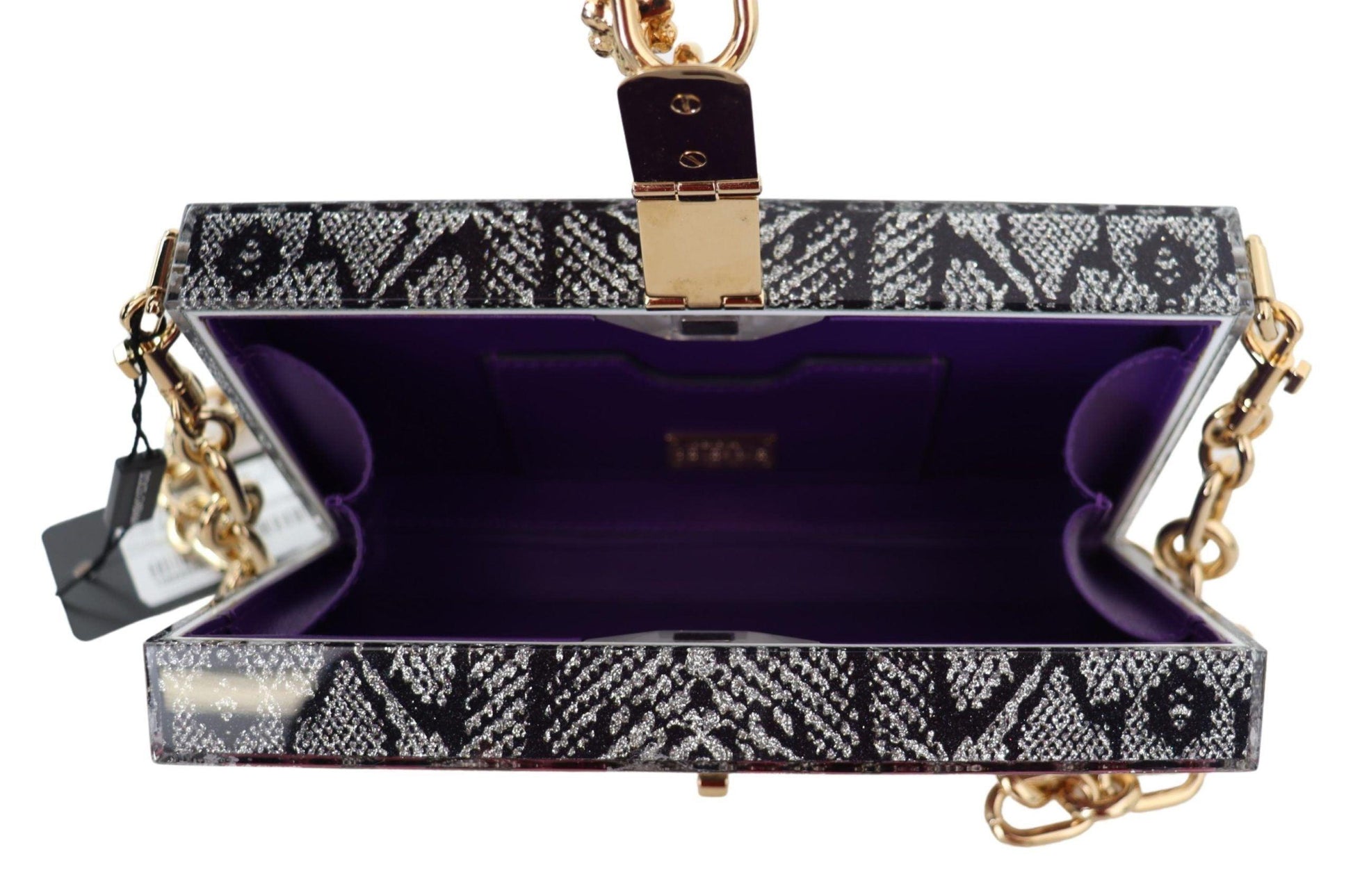 Dolce & Gabbana Gray Resin Dolce Box Clutch with Gold Details - Arichezz.store