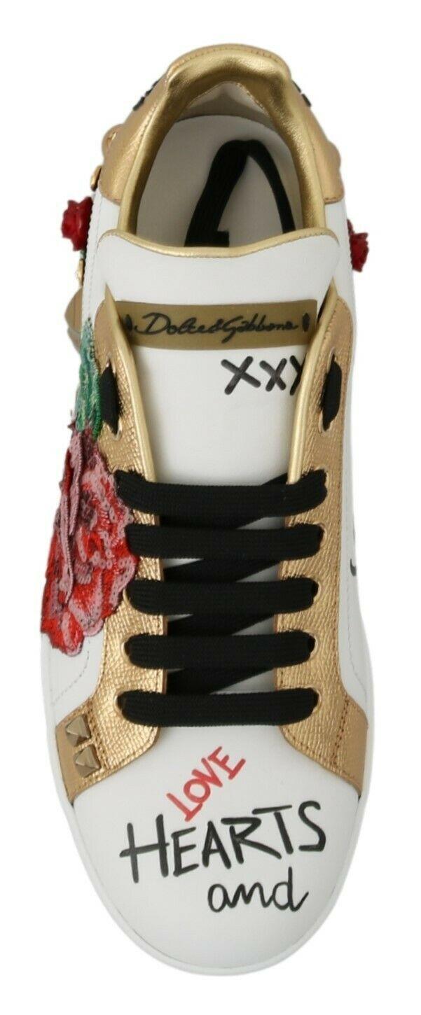 Dolce & Gabbana Elegant Sequined Floral Leather Sneakers - Arichezz.store