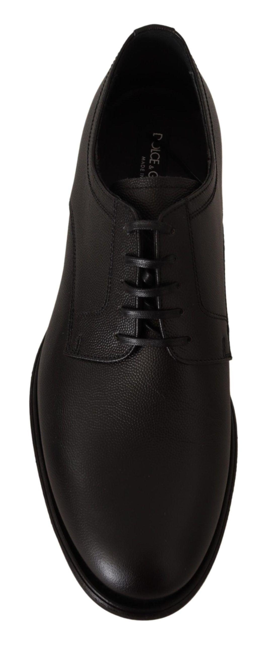 Dolce & Gabbana Elegant Black Leather Derby Shoes - Arichezz.store