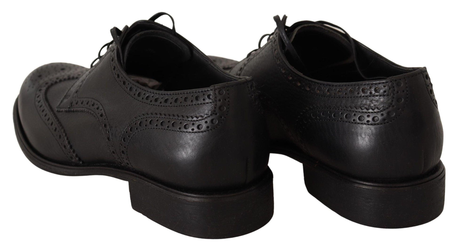 Dolce & Gabbana Elegant Black Leather Derby Wingtip Shoes - Arichezz.store