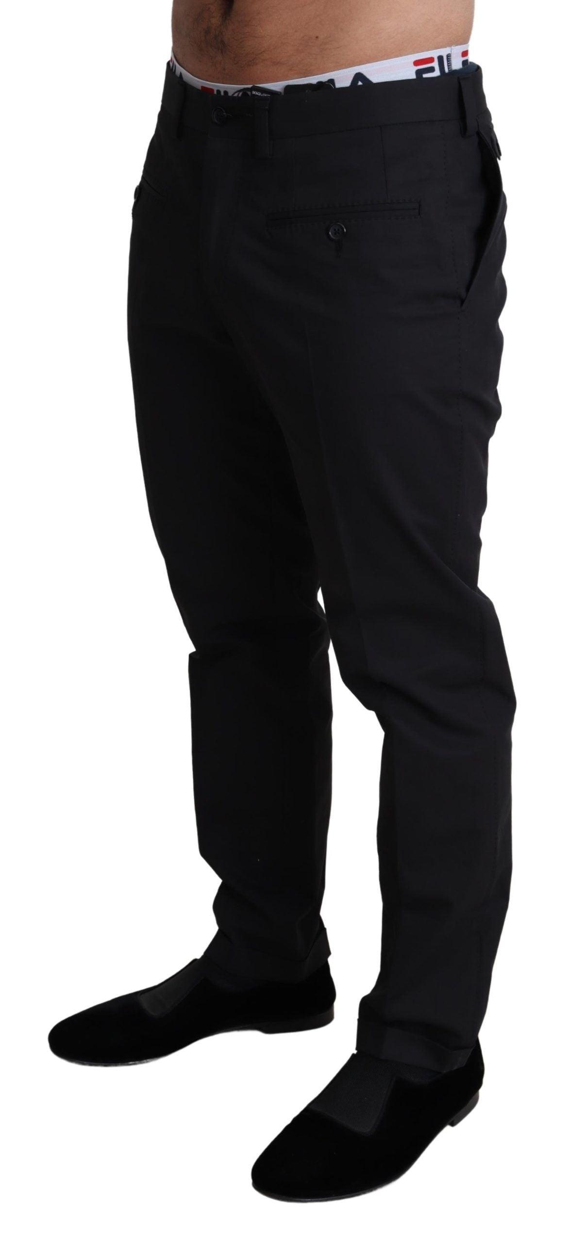 Dolce & Gabbana Elegant Black Stretch Cotton Trousers - Arichezz.store