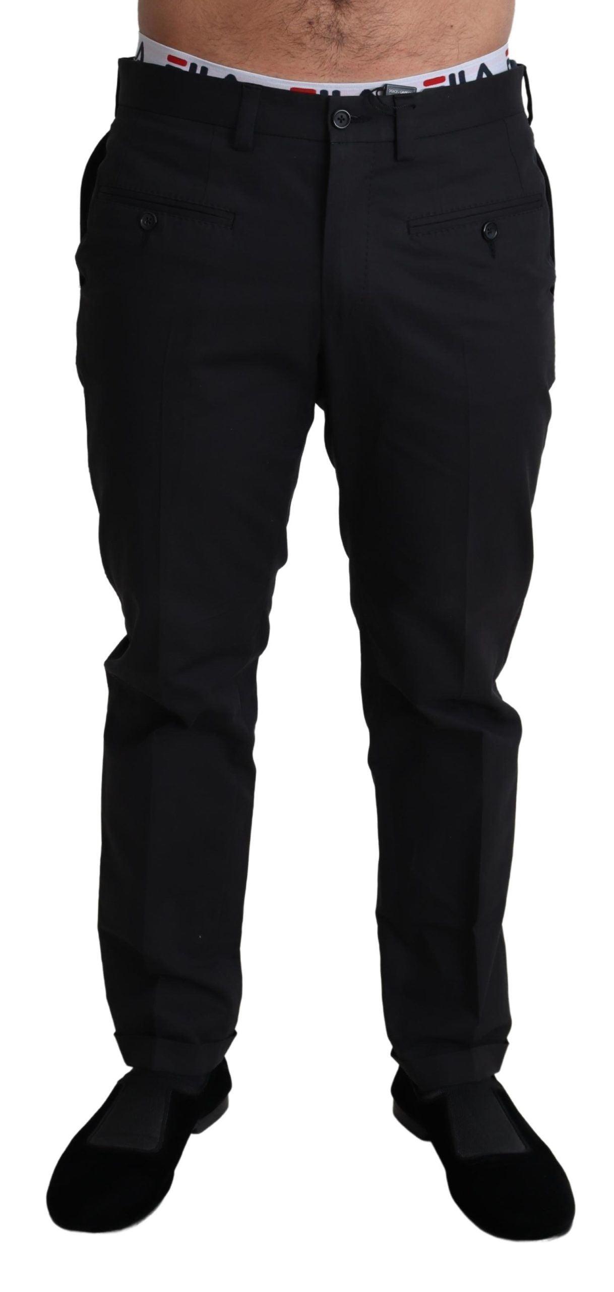 Dolce & Gabbana Elegant Black Stretch Cotton Trousers - Arichezz.store