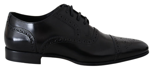 Dolce & Gabbana Elegant Black Leather Formal Derby Shoes - Arichezz.store