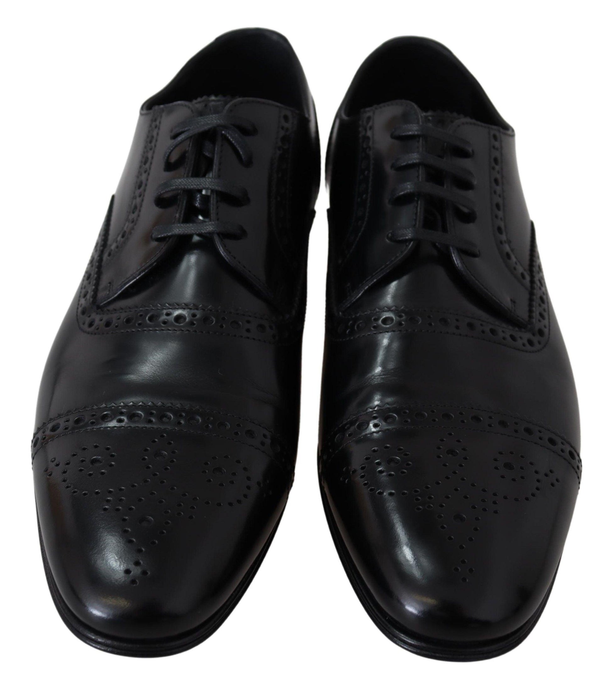 Dolce & Gabbana Elegant Black Leather Formal Derby Shoes - Arichezz.store