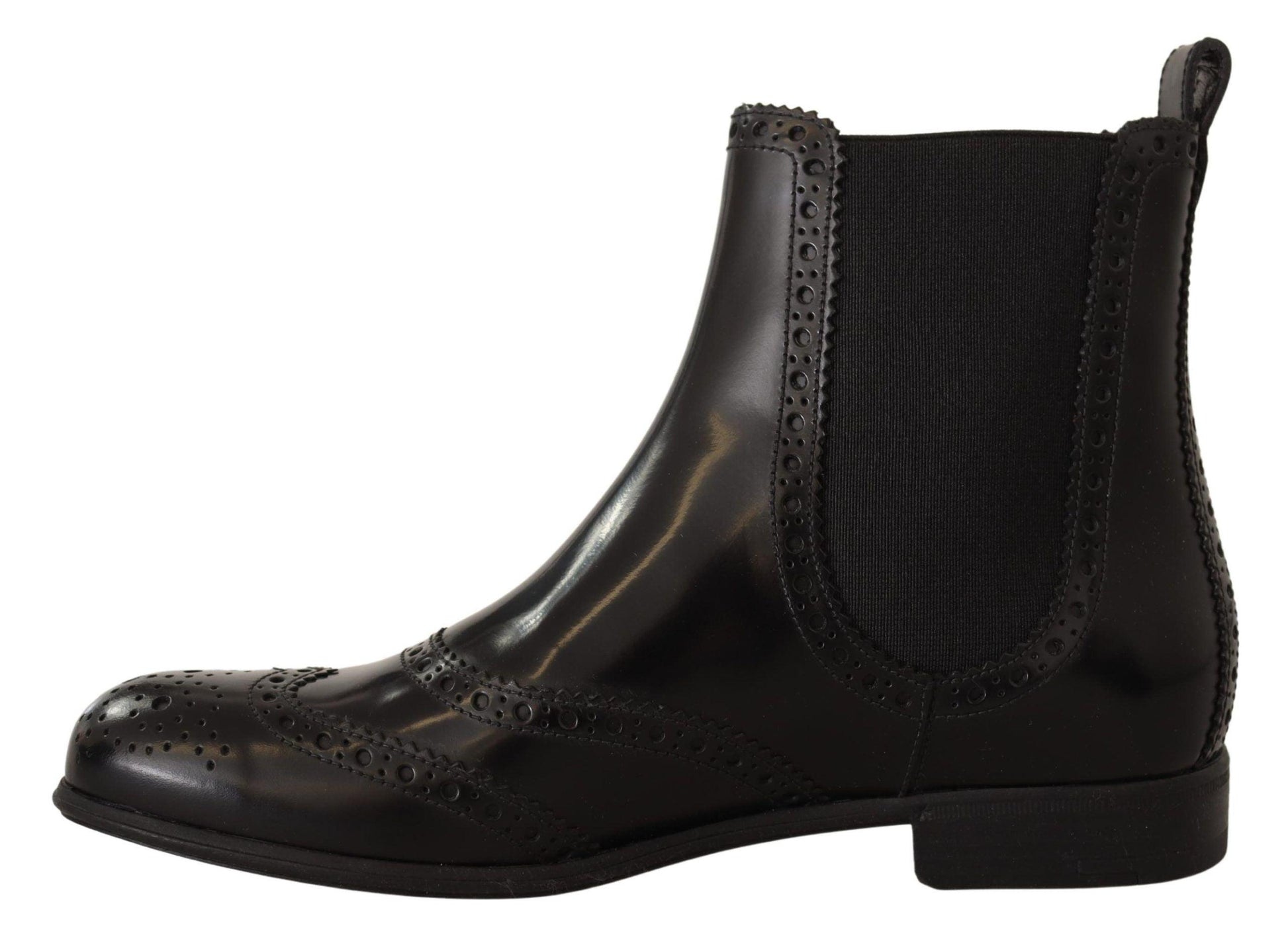 Dolce & Gabbana Elegant Black Ankle Wingtip Oxford Boots - Arichezz.store