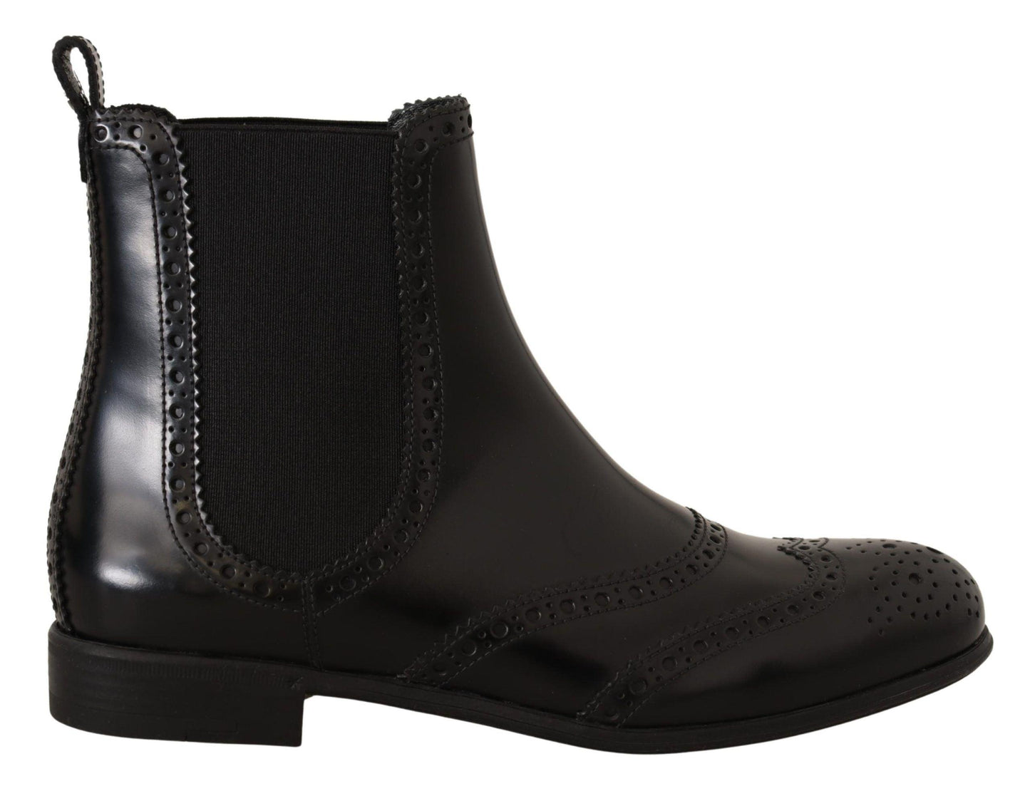 Dolce & Gabbana Elegant Black Ankle Wingtip Oxford Boots - Arichezz.store