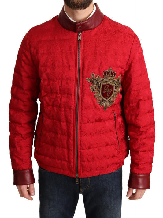 Dolce & Gabbana Red and Gold Bomber Designer Jacket - Arichezz.store