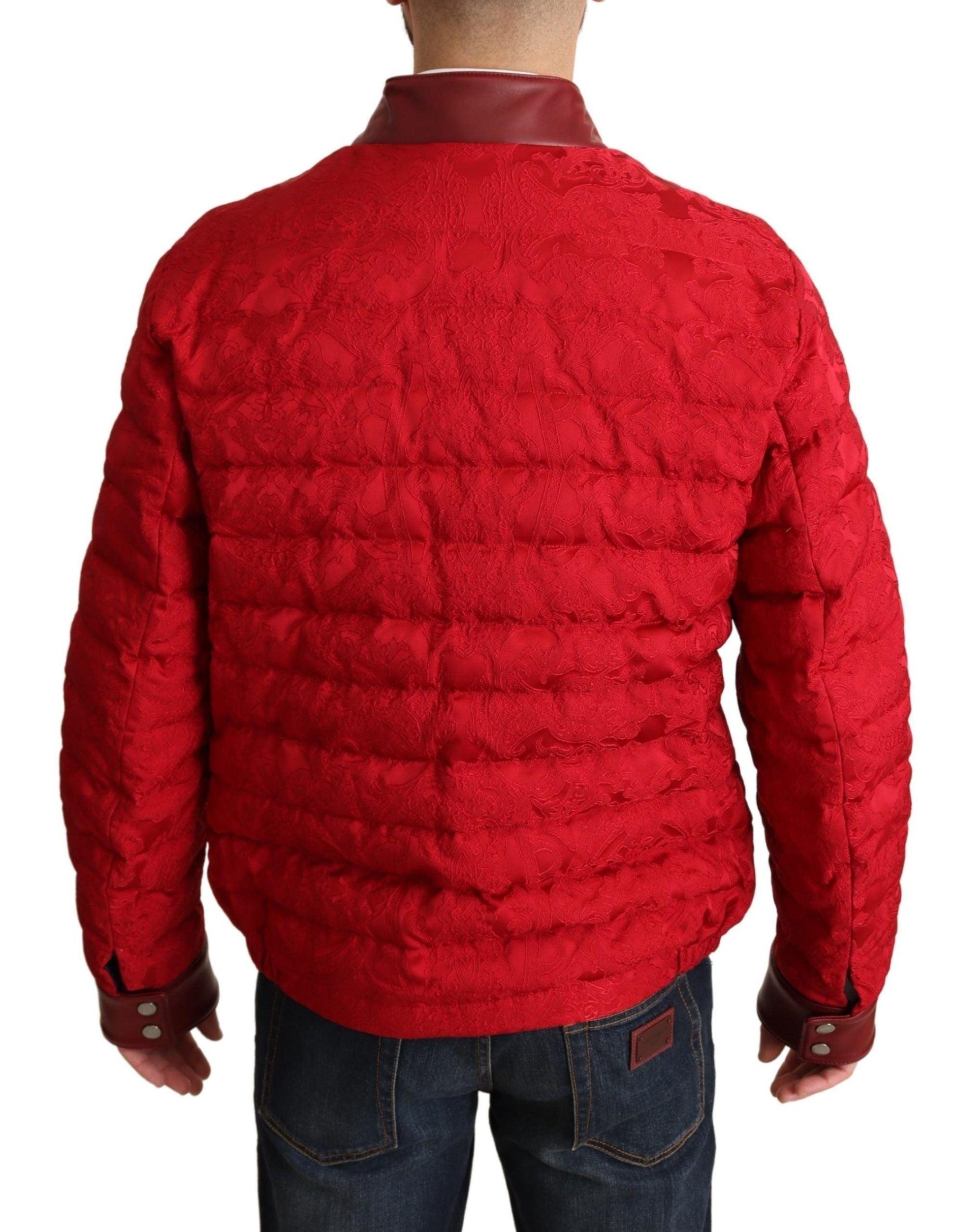 Dolce & Gabbana Red and Gold Bomber Designer Jacket - Arichezz.store