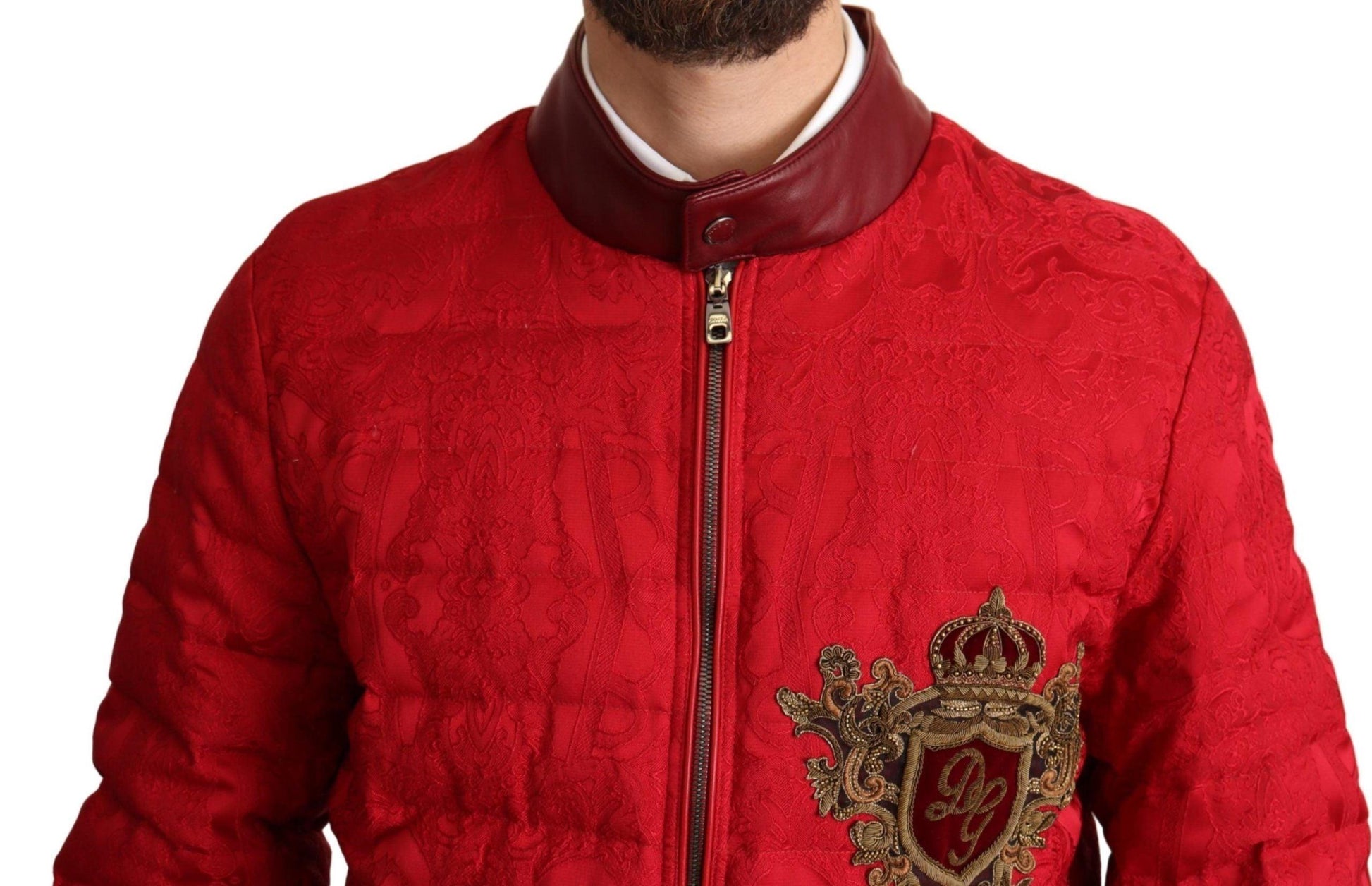 Dolce & Gabbana Red and Gold Bomber Designer Jacket - Arichezz.store