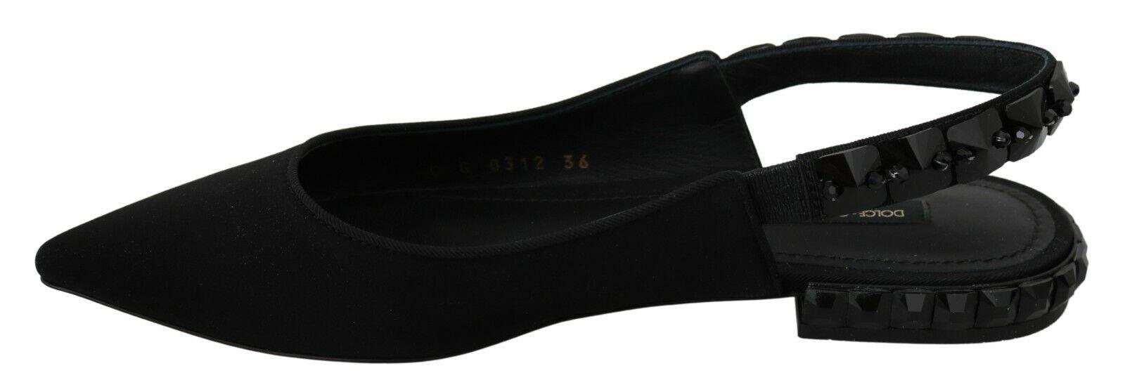 Dolce & Gabbana Elegant Silk Blend Slingback Flats with Crystals - Arichezz.store