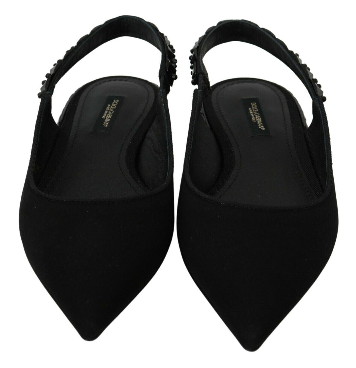 Dolce & Gabbana Elegant Silk Blend Slingback Flats with Crystals - Arichezz.store