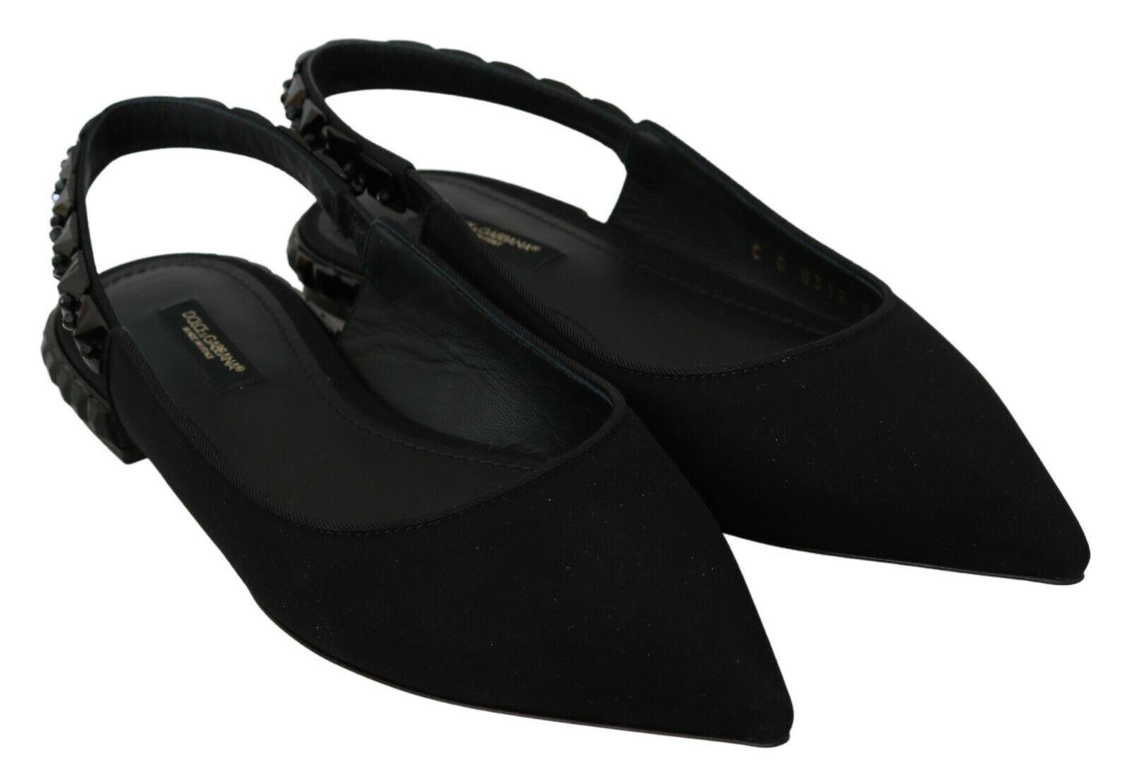 Dolce & Gabbana Elegant Silk Blend Slingback Flats with Crystals - Arichezz.store