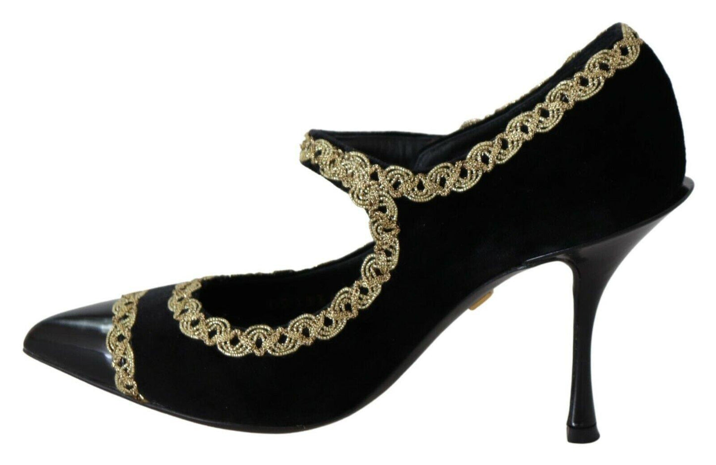 Dolce & Gabbana Elegant Gold-Embroidered Black Velvet Pumps - Arichezz.store