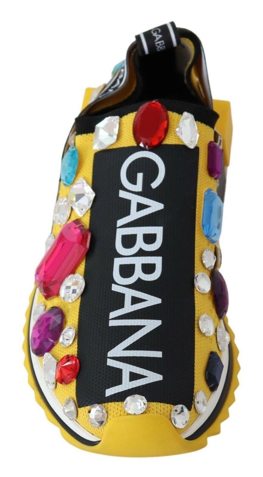 Dolce & Gabbana Embellished Yellow Sorrento Sneakers - Arichezz.store