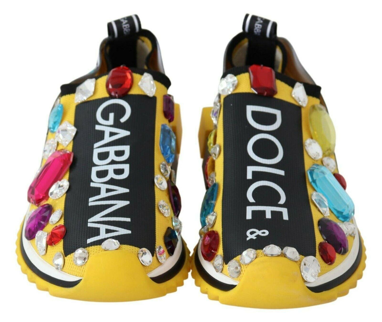 Dolce & Gabbana Embellished Yellow Sorrento Sneakers - Arichezz.store