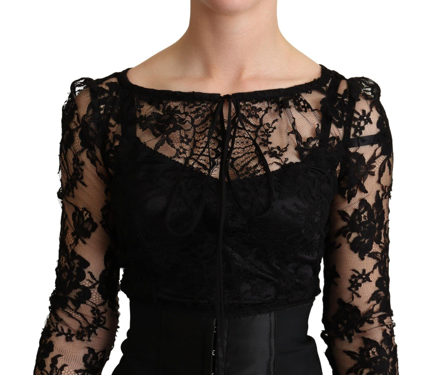 Dolce & Gabbana Elegant Black Lace Mini-Dress Delight - Arichezz.store