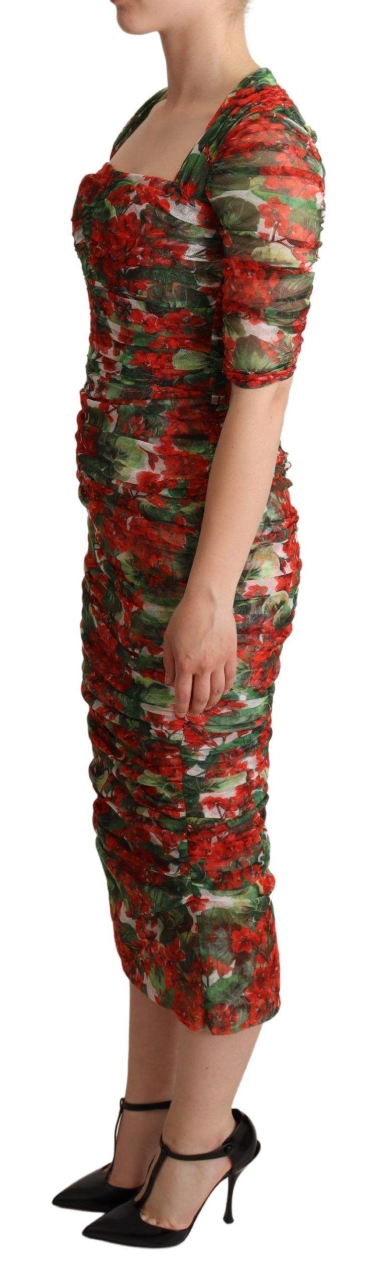 Dolce & Gabbana Elegant Red Floral Midi Sheath Dress - Arichezz.store