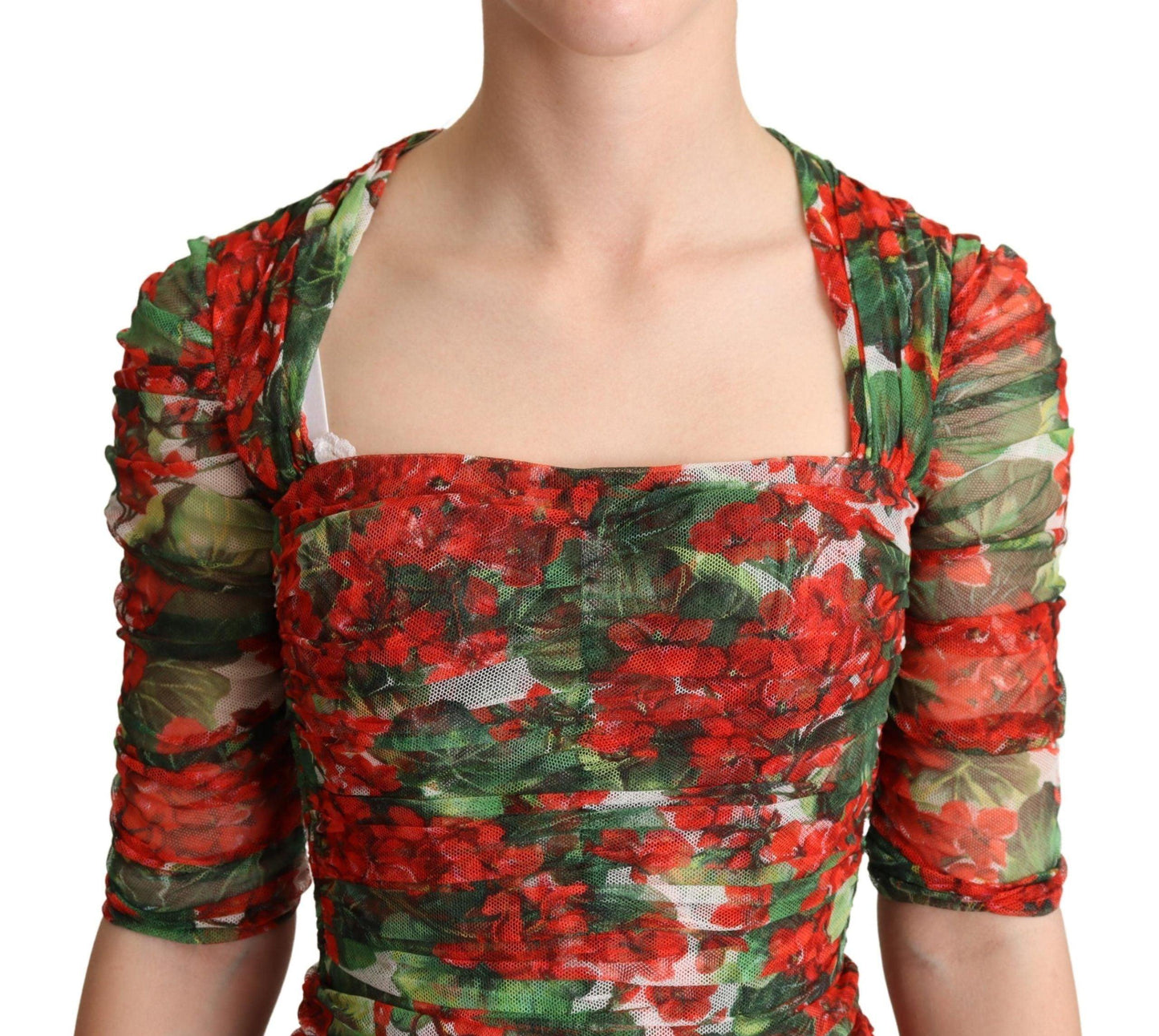 Dolce & Gabbana Elegant Red Floral Midi Sheath Dress - Arichezz.store