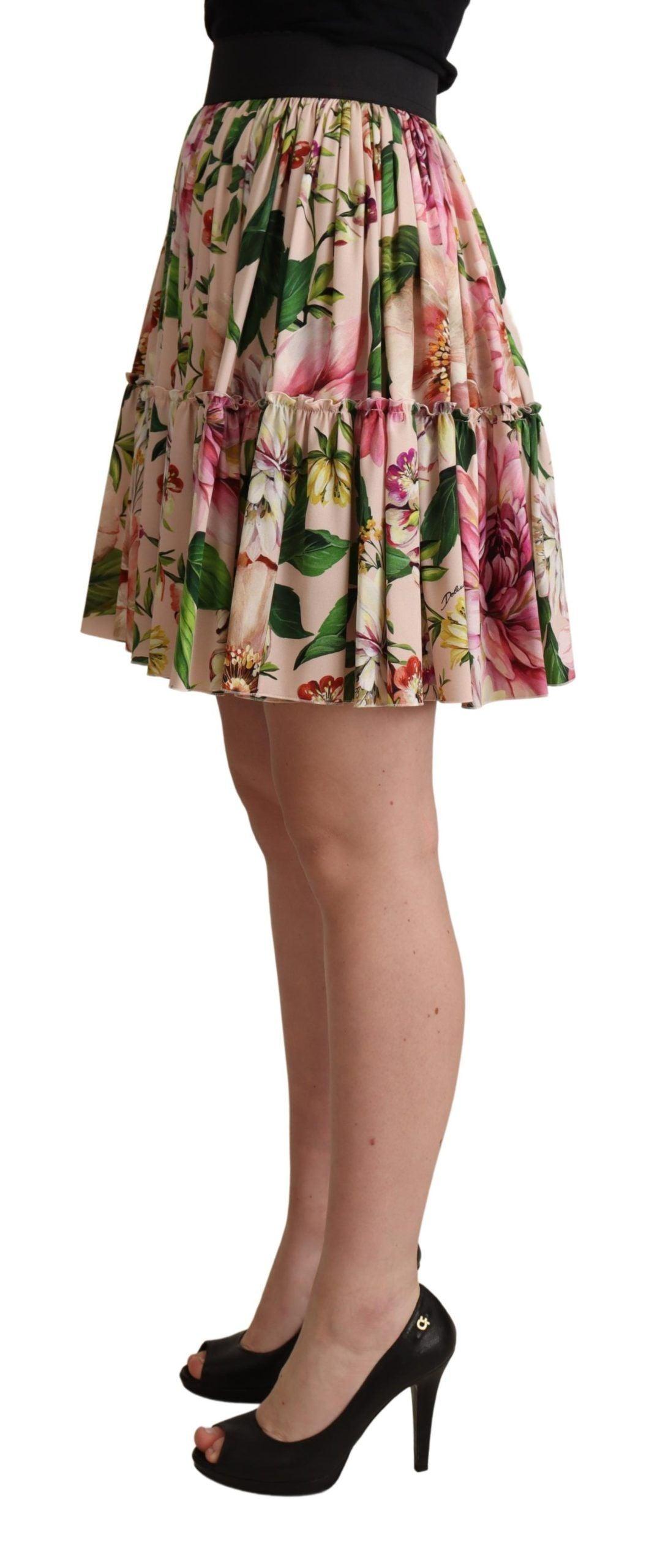 Dolce & Gabbana Elegant Floral Silk High Waist Mini Skirt - Arichezz.store