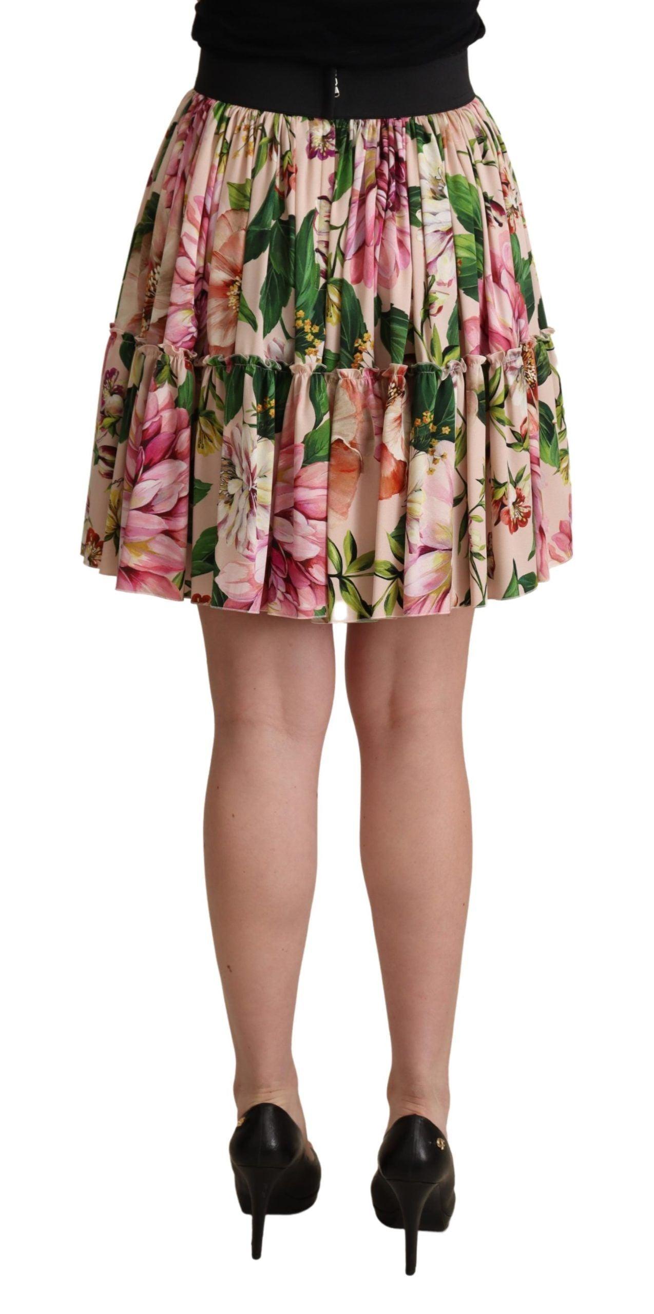 Dolce & Gabbana Elegant Floral Silk High Waist Mini Skirt - Arichezz.store