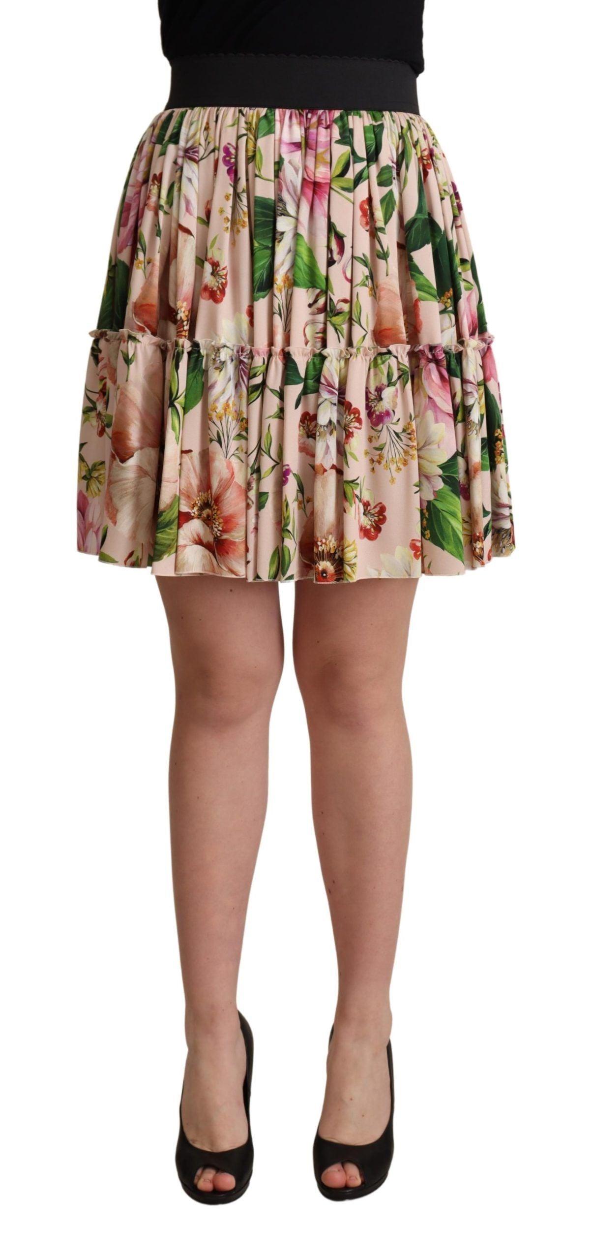 Dolce & Gabbana Elegant Floral Silk High Waist Mini Skirt - Arichezz.store