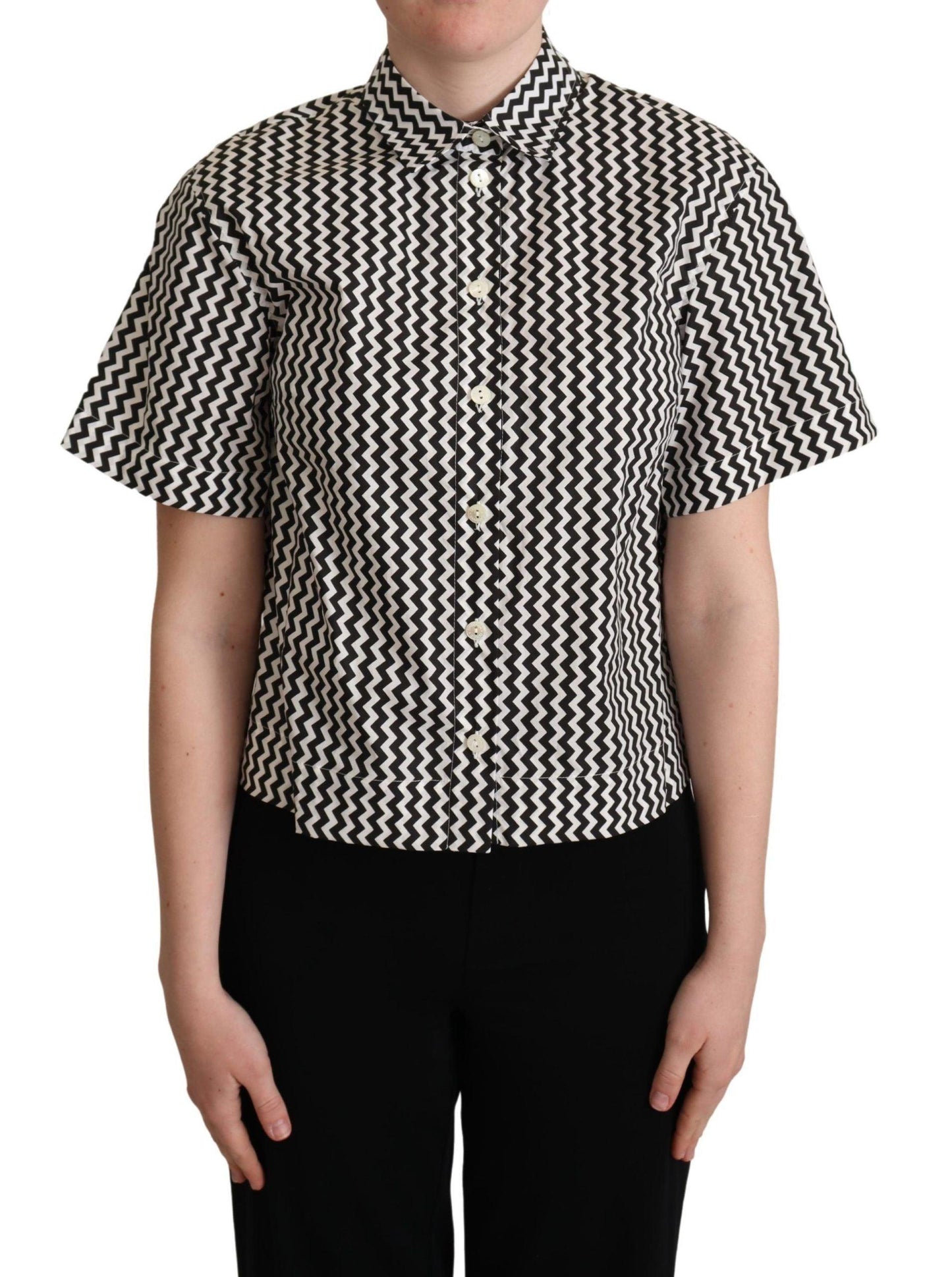 Dolce & Gabbana Zigzag Elegance Cotton Polo Top - Arichezz.store