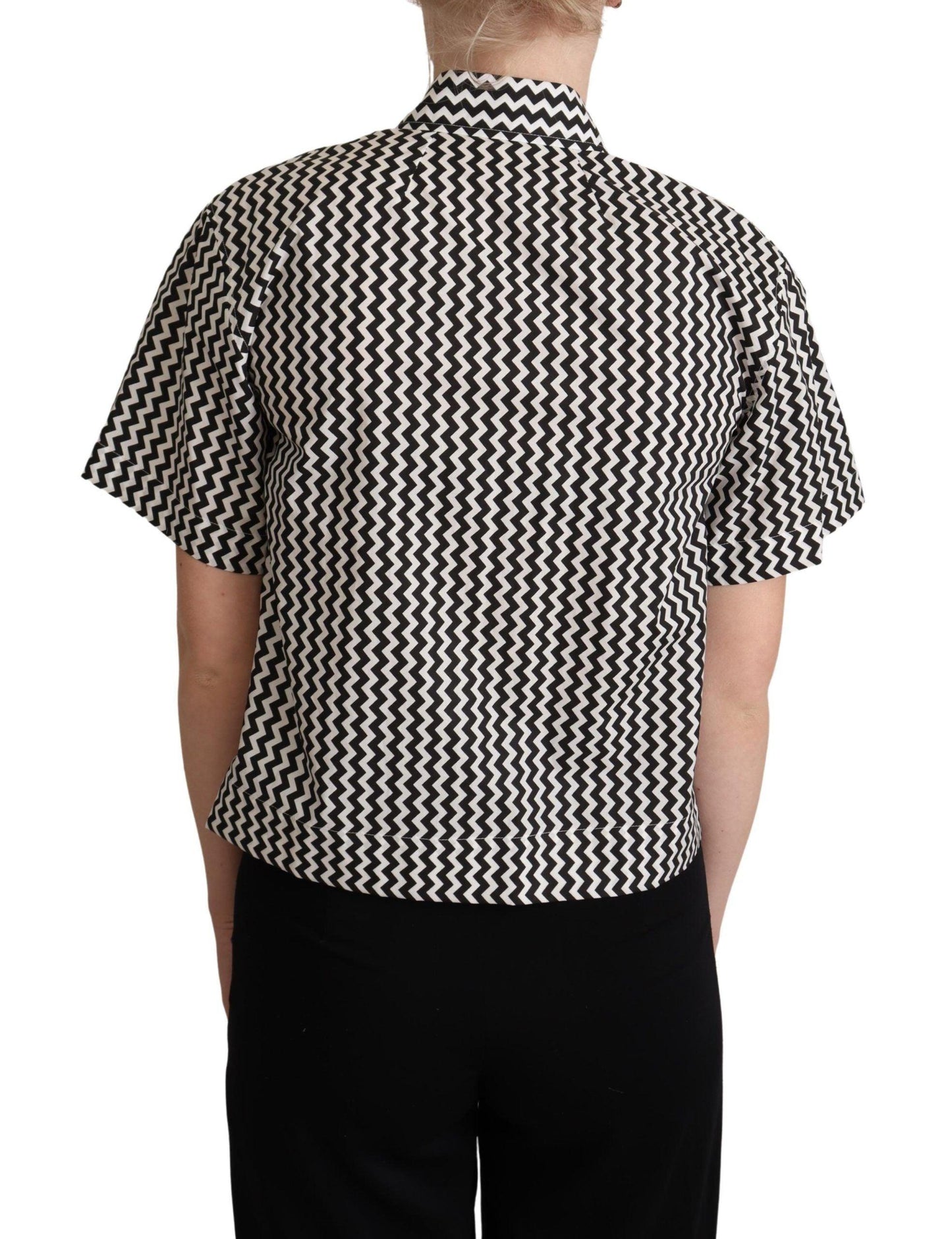 Dolce & Gabbana Zigzag Elegance Cotton Polo Top - Arichezz.store