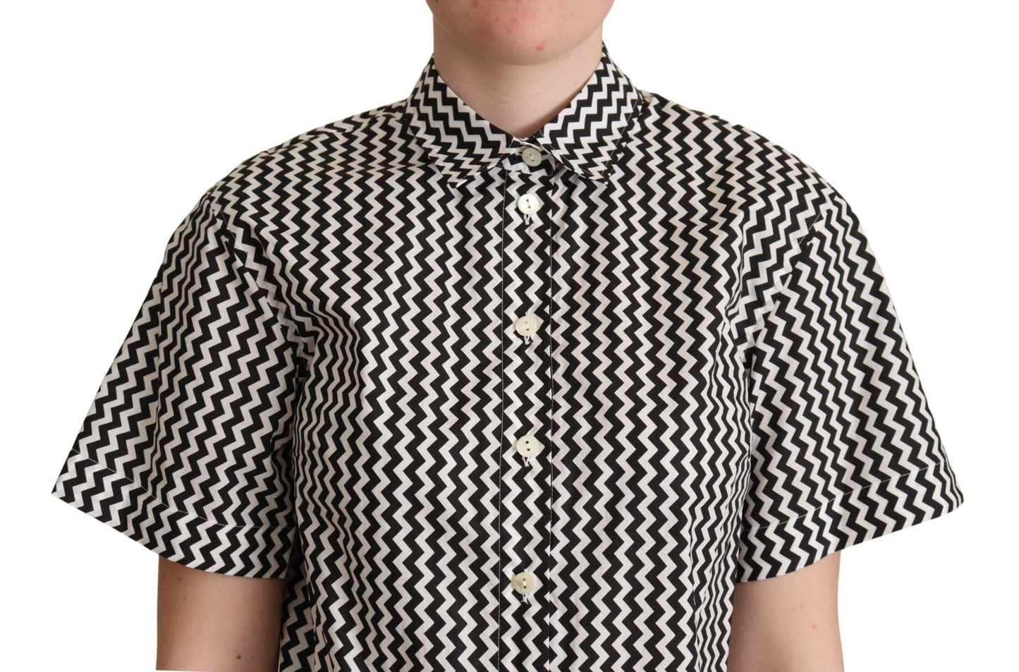 Dolce & Gabbana Zigzag Elegance Cotton Polo Top - Arichezz.store