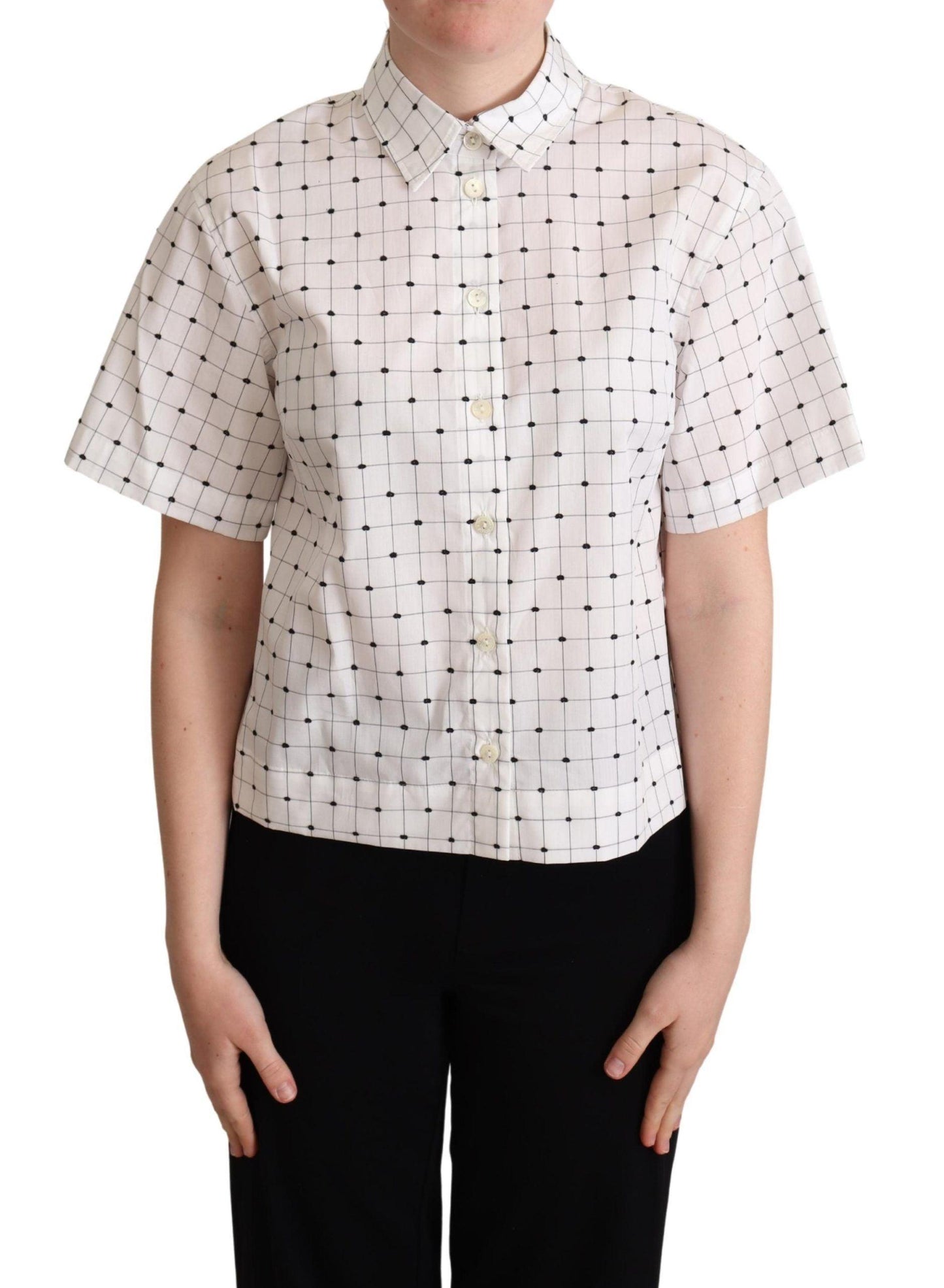 Dolce & Gabbana Chic Monochrome Polka Dot Polo Top - Arichezz.store