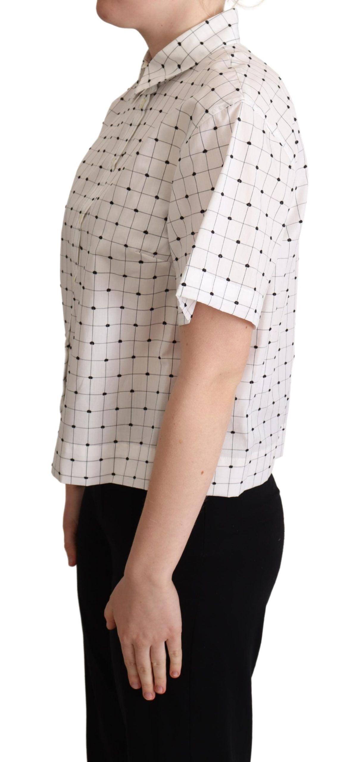 Dolce & Gabbana Chic Monochrome Polka Dot Polo Top - Arichezz.store