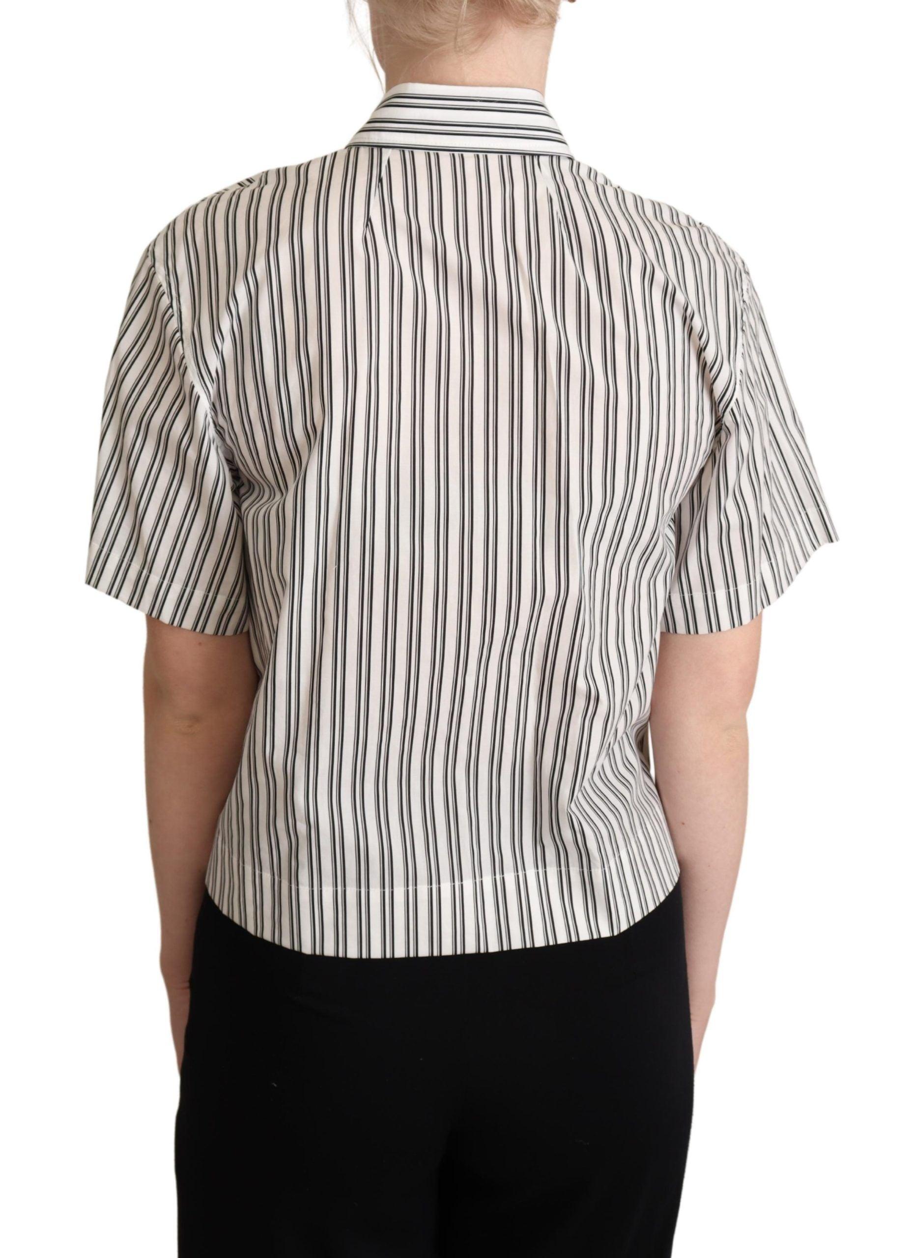 Dolce & Gabbana Elegant Striped Cotton Polo Top - Arichezz.store