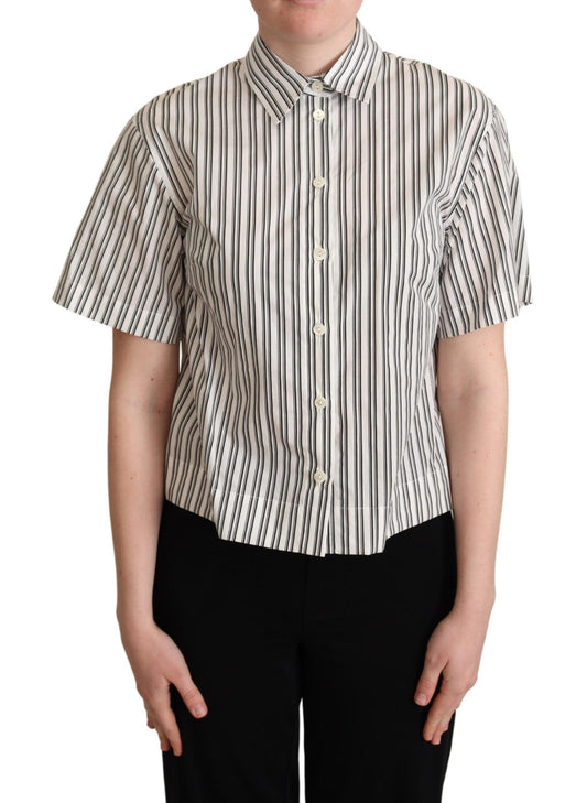 Dolce & Gabbana Elegant Striped Cotton Polo Top - Arichezz.store