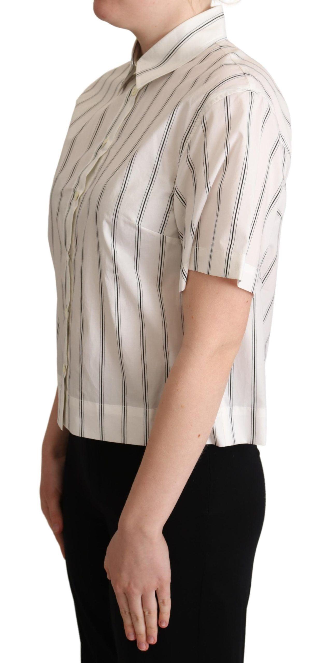 Dolce & Gabbana Elegant Striped Cotton Polo Top - Arichezz.store