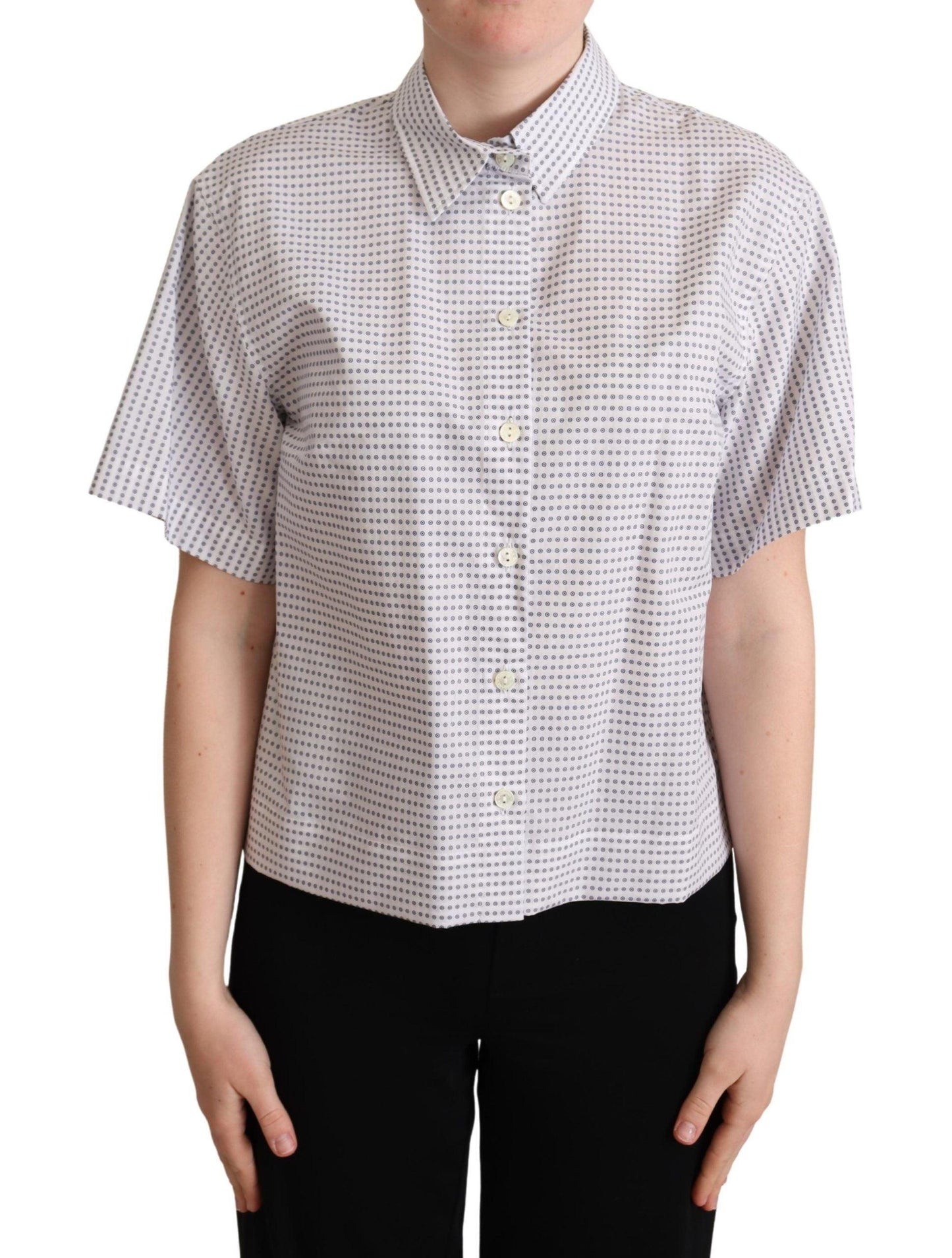 Dolce & Gabbana Elegant Polka Dots Collared Polo Top - Arichezz.store