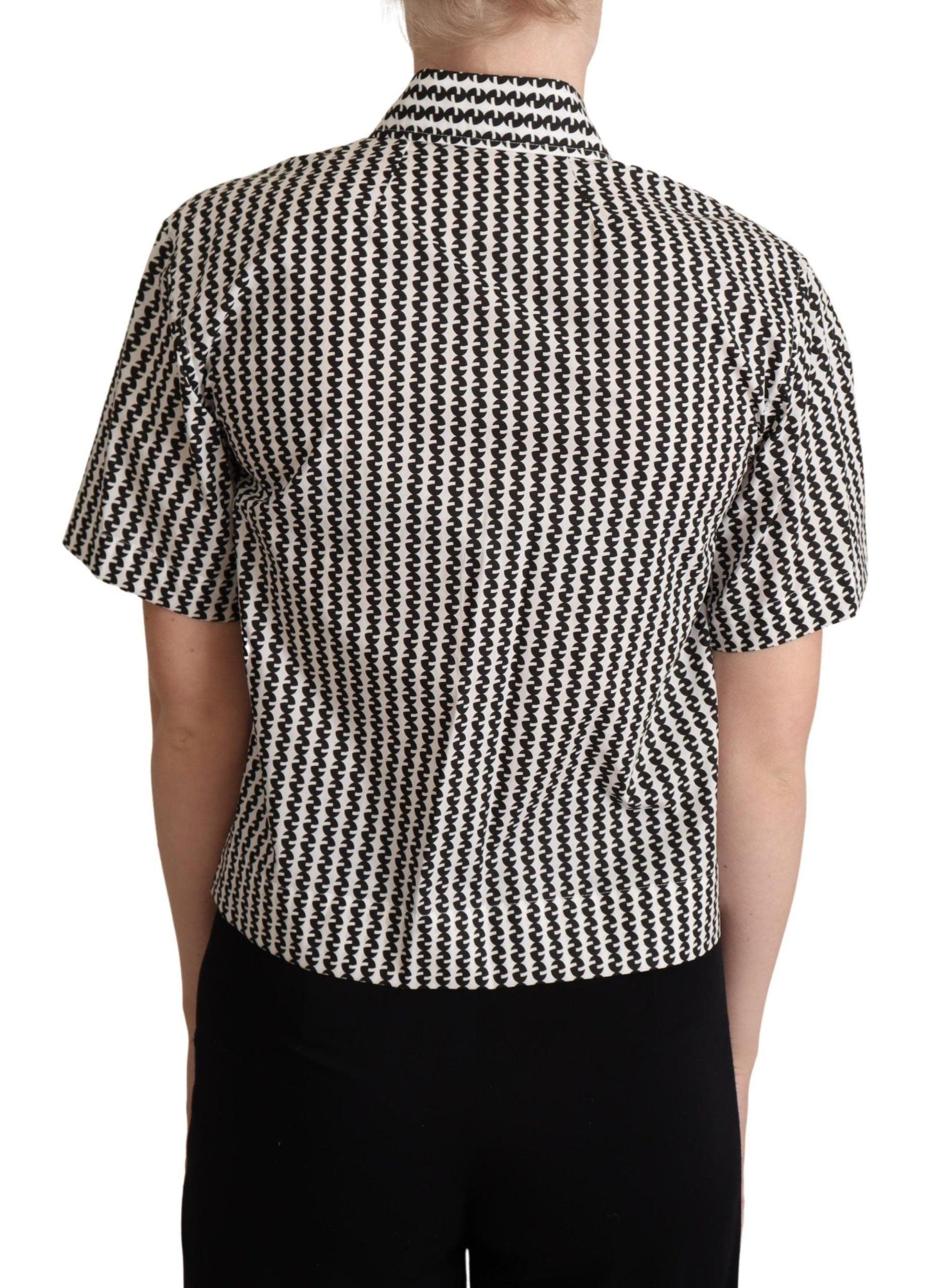 Dolce & Gabbana Elegant Black and White Patterned Cotton Polo - Arichezz.store