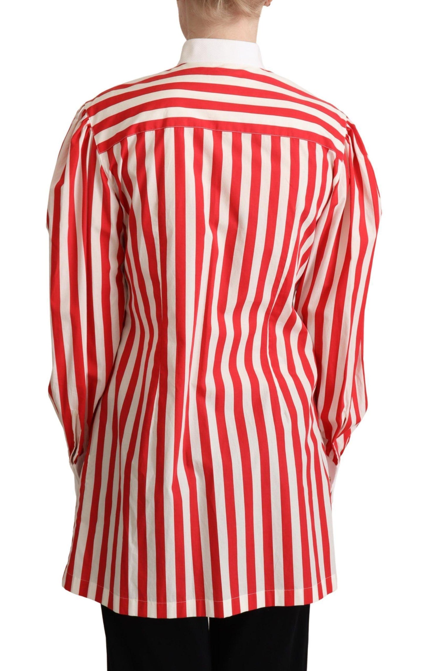 Dolce & Gabbana Elegant Red and White Stripe Cotton Polo Top - Arichezz.store