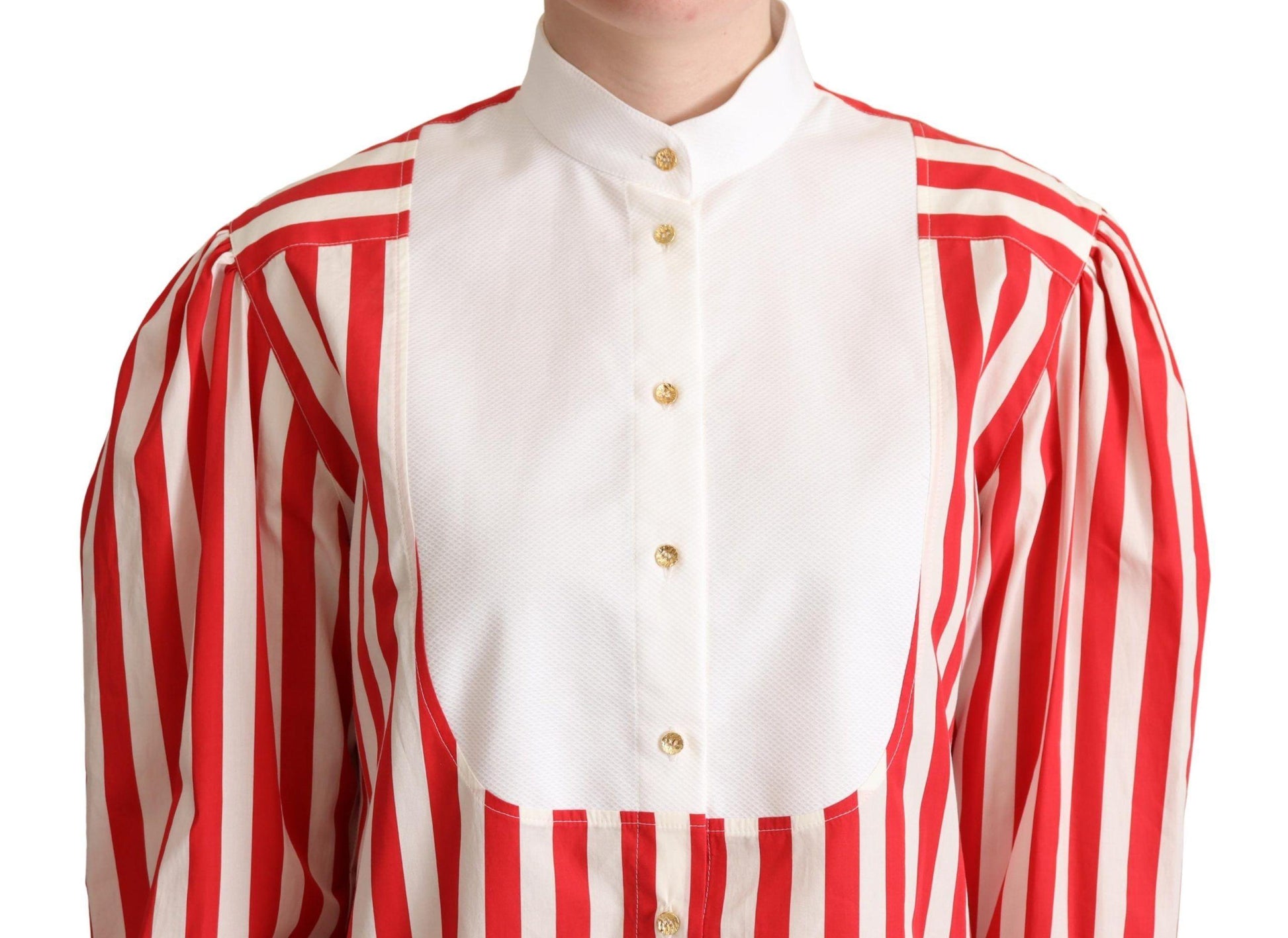 Dolce & Gabbana Elegant Red and White Stripe Cotton Polo Top - Arichezz.store