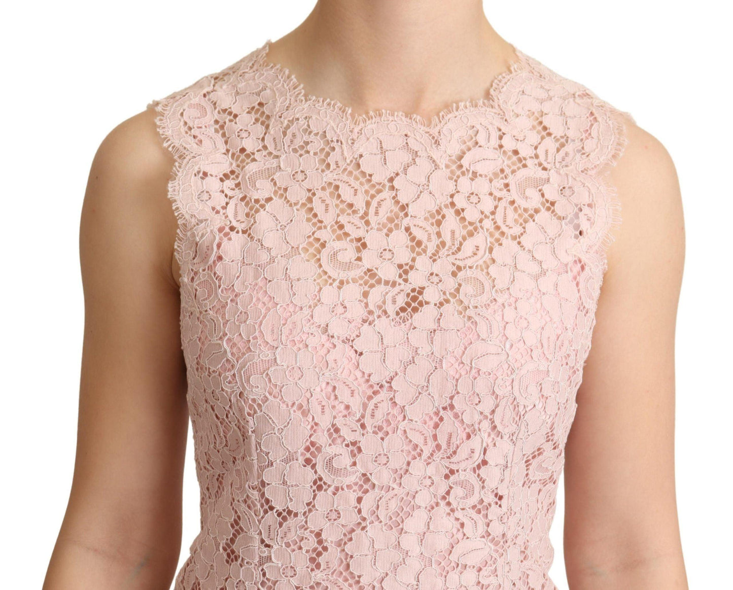 Dolce & Gabbana Elegant Pink Lace Sleeveless Blouse - Arichezz.store