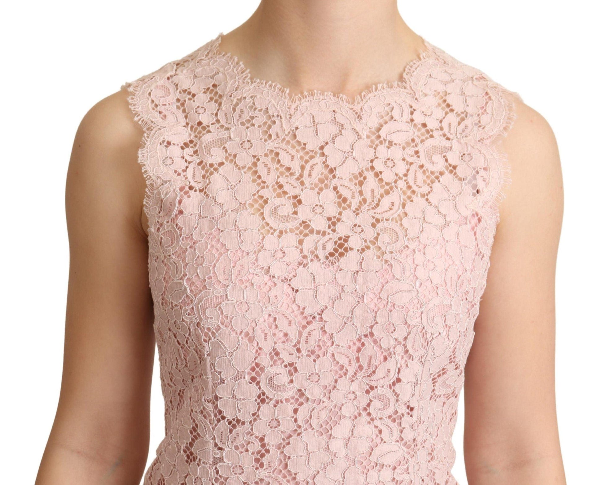 Dolce & Gabbana Elegant Pink Lace Sleeveless Blouse - Arichezz.store