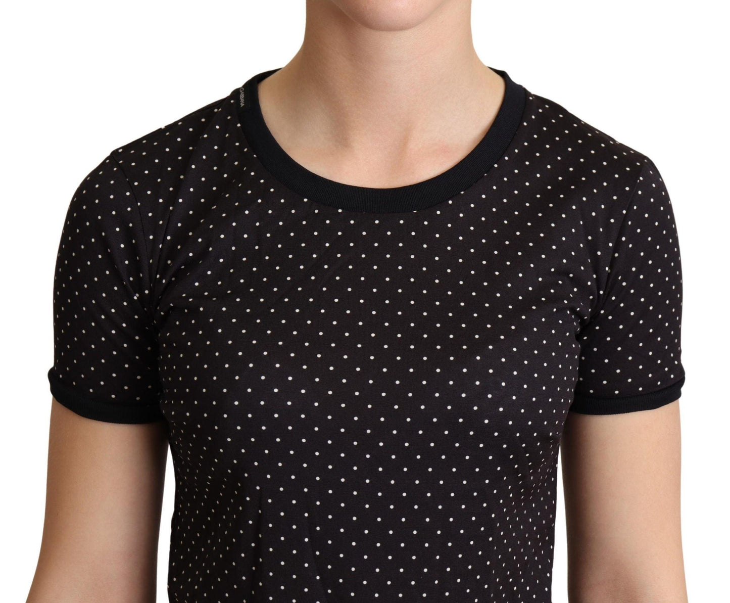 Dolce & Gabbana Polka Dotted Black Short Sleeve Crewneck Top - Arichezz.store