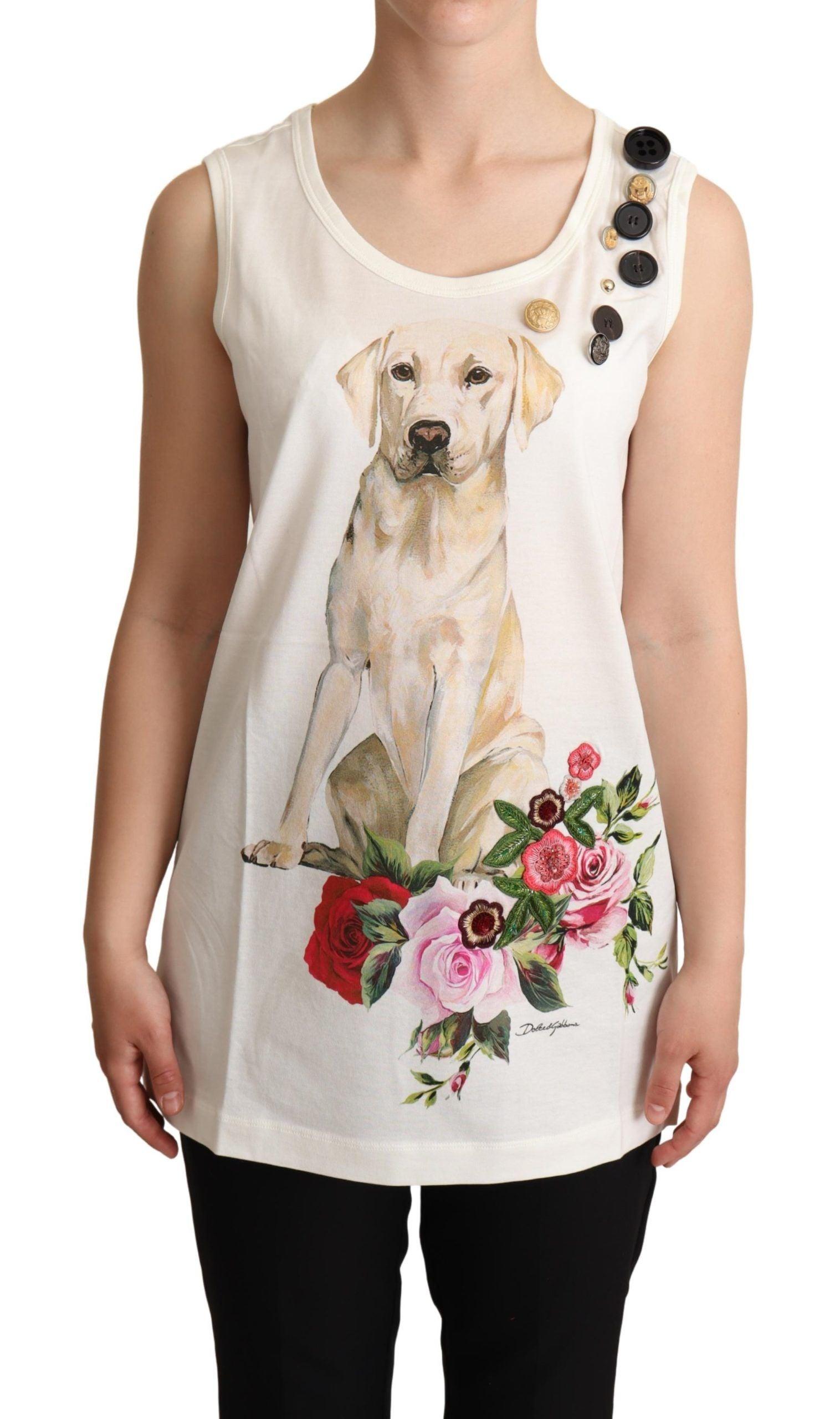 Dolce & Gabbana Chic Canine Floral Sleeveless Tank - Arichezz.store