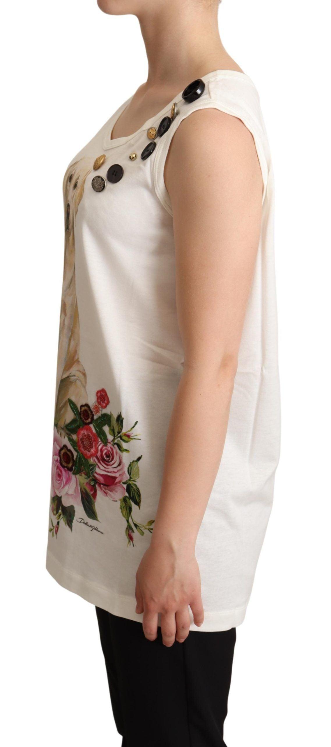 Dolce & Gabbana Chic Canine Floral Sleeveless Tank - Arichezz.store