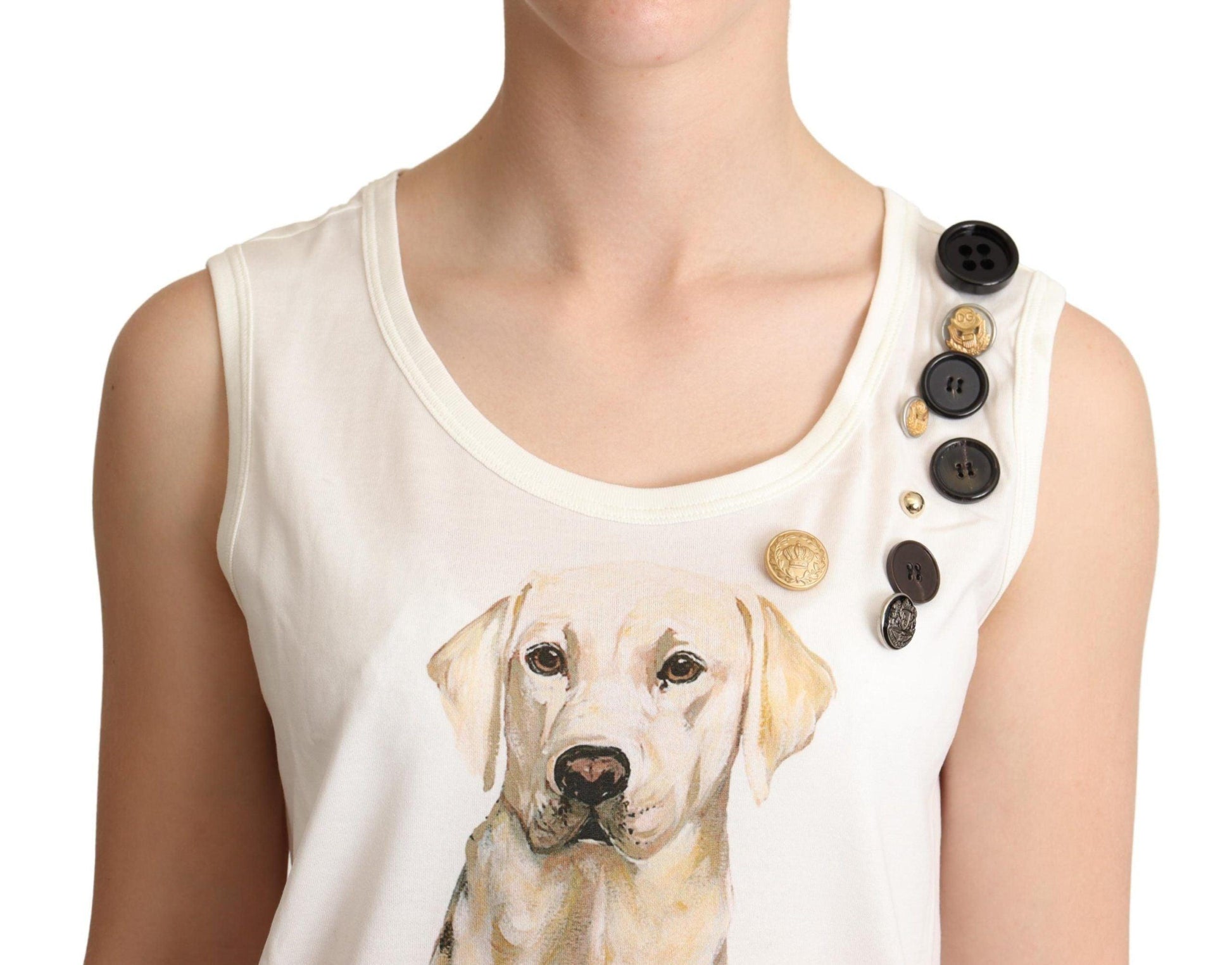 Dolce & Gabbana Chic Canine Floral Sleeveless Tank - Arichezz.store