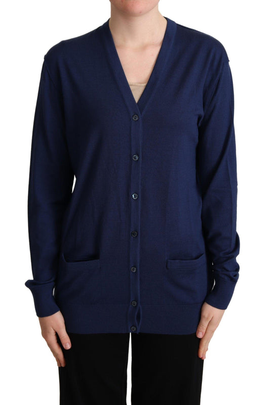 Dolce & Gabbana Elegant Virgin Wool Blue Cardigan - Arichezz.store